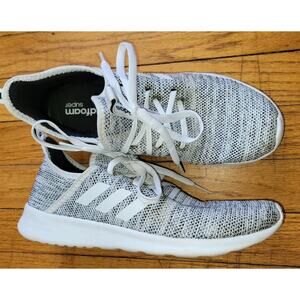 Adidas Women's Cloudfoam Pure Athletic Running Shoes White Gray 8.5